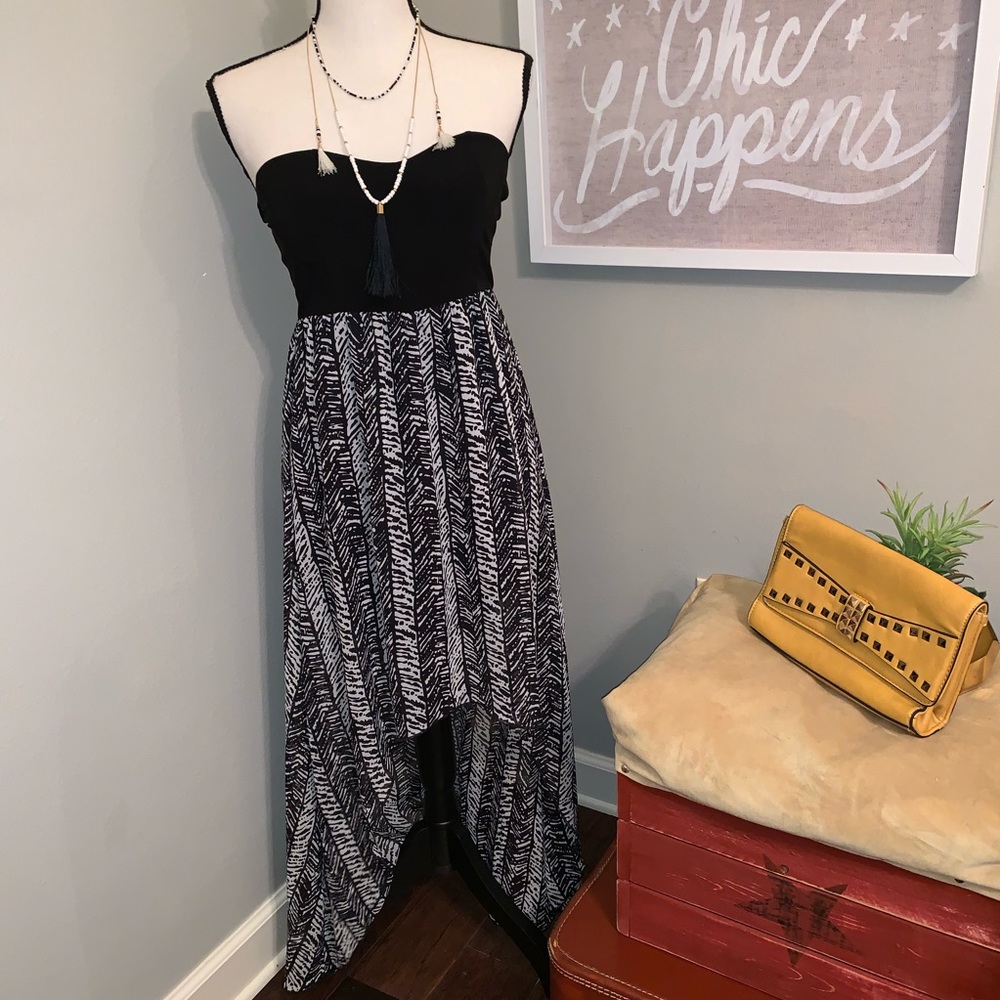 Velvet Room Tribal Print High/Low Strapless Dress